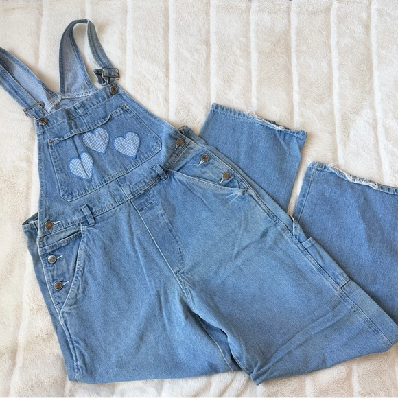 Vintage Denim - Vintage 90s Sante Fe Blues Gingham Heart Denim Overalls Size Medium